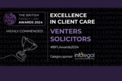 Venters Solicitors Highly Commended for Excellence in Client Care